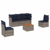 vidaXL 6 r&eacute;szes sz&uuml;rke polyrattan kerti &uuml;lőgarnit&uacute;ra p&aacute;rn&aacute;val