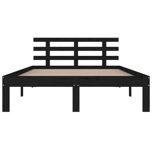 vidaXL fekete tömör fa ágykeret 200x200 cm