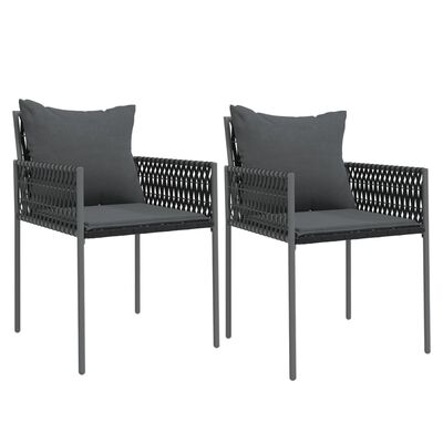 vidaXL 2 db fekete polyrattan kerti szék párnával 54 x 61 x 83 cm
