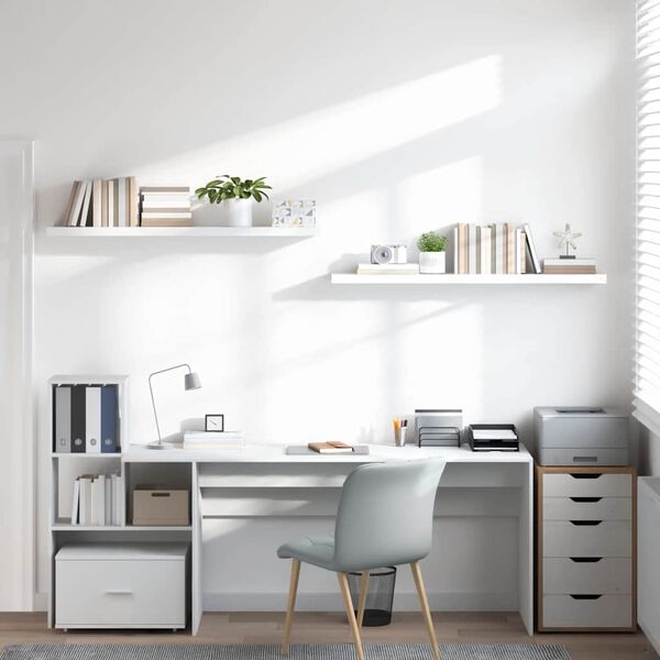 vidaXL 2 db magasf&eacute;nyű feh&eacute;r MDF lebegő fali polc 120 x 23,5 x 3,8 cm