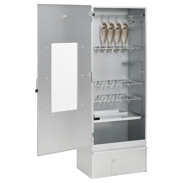 vidaXL horganyzott ac&eacute;l BBQ f&uuml;st&ouml;lőkemence faapr&iacute;t&eacute;kkal 44,5x29x110 cm