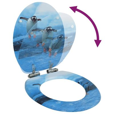 vidaXL pingvinmintás MDF WC-ülőke lágyan csukódó fedéllel