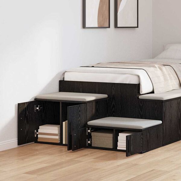 vidaXL T&aacute;rol&oacute;szekr&eacute;ny 2 pcs Fekete t&ouml;lgy 127 x 41 x 40 cm Faanyag