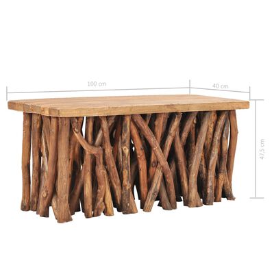 vidaXL tömör tík- és újrahasznosított fa dohányzóasztal 100x40x47,5 cm