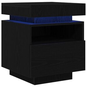 vidaXL &Eacute;jjeliszekr&eacute;ny Fekete t&ouml;lgy 40 x 39 x 48,5 cm Szerelt fa