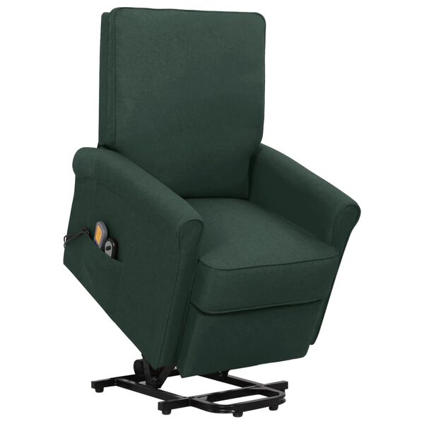 vidaXL sötétzöld szövet felállást segítő masszázsfotel