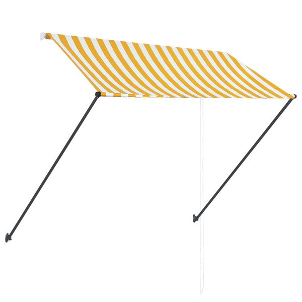 vidaXL feltekerhető s&aacute;rga &eacute;s feh&eacute;r napellenző LED-del 250 x 150 cm