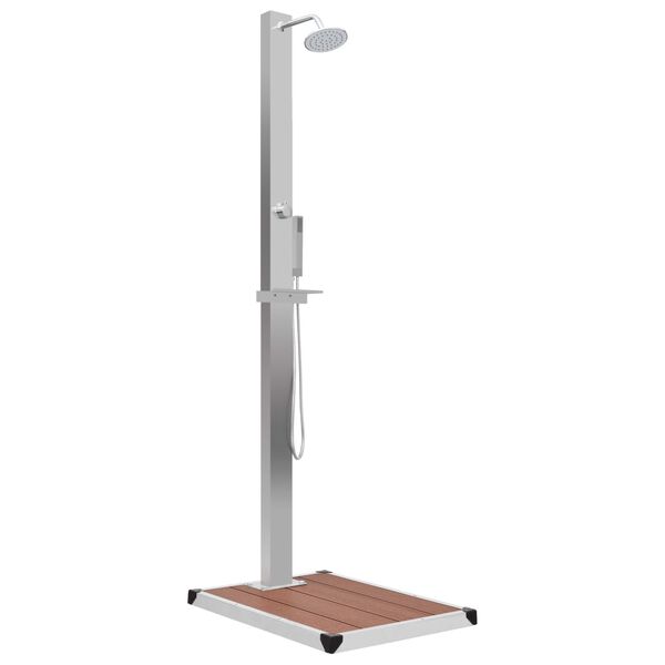 vidaXL kültéri WPC és rozsdamentes acél zuhany és zuhanytálca