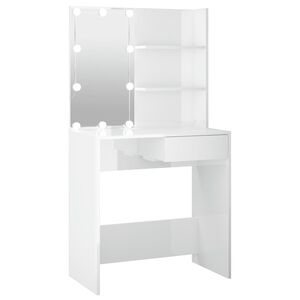 vidaXL magasf&eacute;nyű feh&eacute;r f&eacute;s&uuml;lk&ouml;dőasztal LED-del 74,5x40x141 cm