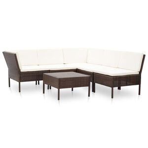 vidaXL 6-r&eacute;szes barna polyrattan kerti b&uacute;torszett p&aacute;rn&aacute;kkal