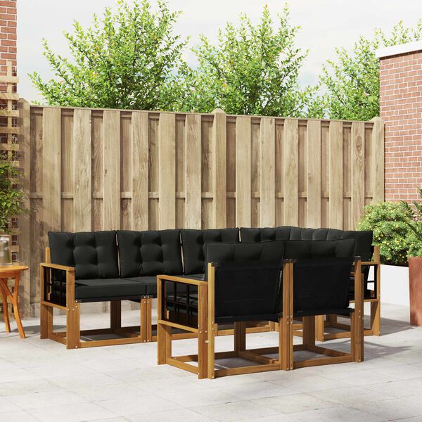 vidaXL K&uuml;lt&eacute;ri kanap&eacute; szett p&aacute;rn&aacute;val 7 pcs Term&eacute;szetes &eacute;s fekete