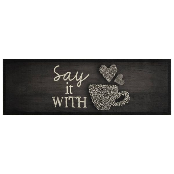 vidaXL fekete moshat&oacute; cs&eacute;szemint&aacute;s b&aacute;rsony konyhaszőnyeg 60x180 cm