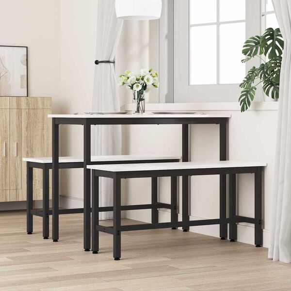 vidaXL &Eacute;tkező pad Feh&eacute;r 100 x 32,5 x 49 cm T&ouml;m&ouml;r fenyőfa