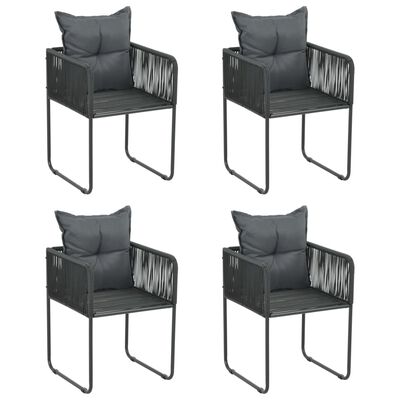 vidaXL 4 db fekete polyrattan kültéri szék párnával