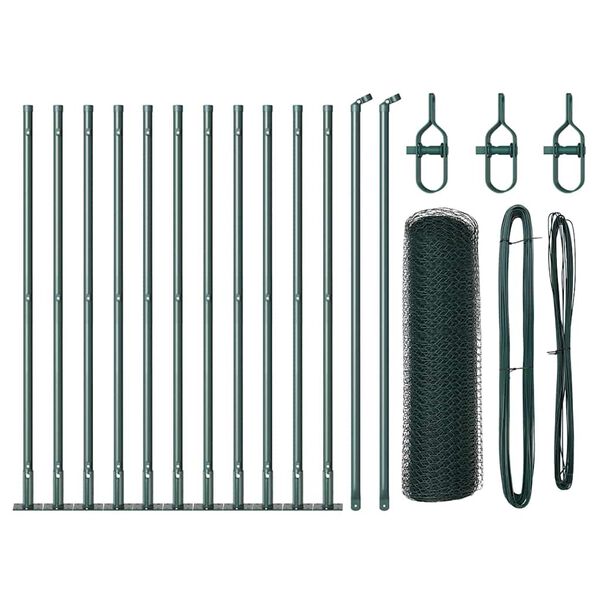 vidaXL Ker&iacute;t&eacute;soszlop Z&ouml;ld 25 x 0,5 m (13 mm h&aacute;l&oacute;) Ac&eacute;l