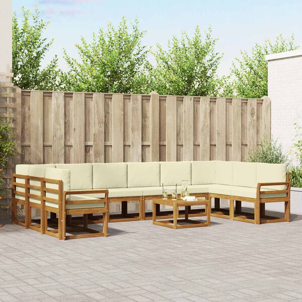 vidaXL K&uuml;lt&eacute;ri kanap&eacute; szett p&aacute;rn&aacute;val 11 pcs Term&eacute;szetes &eacute;s kr&eacute;msz&iacute;nű