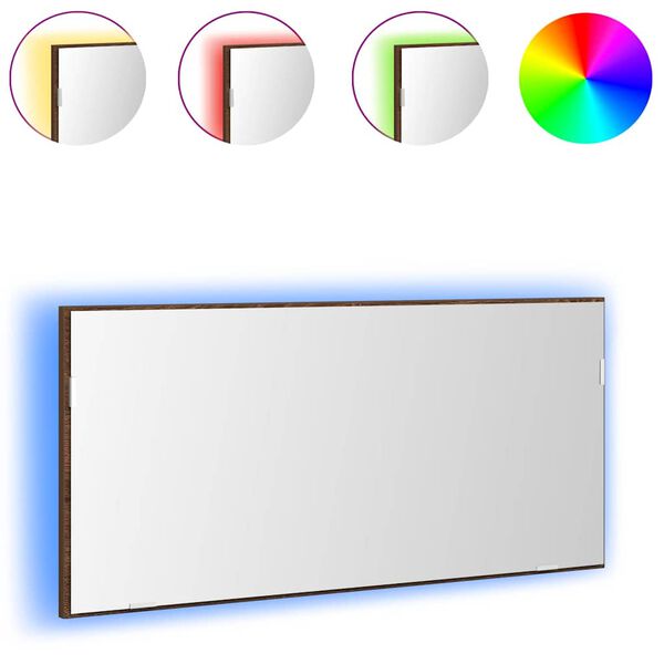 vidaXL Tükör tükörrel barna tölgy 80 x 37 cm Üveg és Műszaki Fa