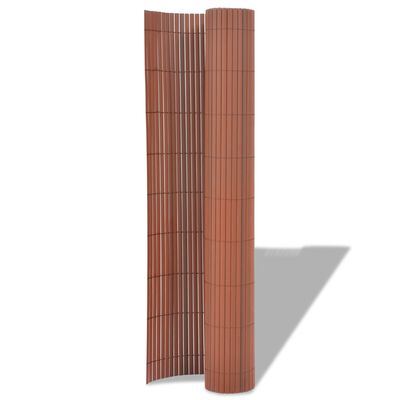 vidaXL barna kétoldalas PVC kerti kerítés 90 x 300 cm