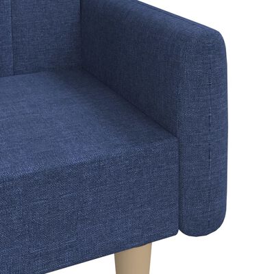 vidaXL kétszemélyes kék szövet kanapéágy lábtartóval