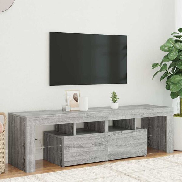 vidaXL szürke sonoma színű TV-szekrény LED-világítással 140x36,5x40 cm