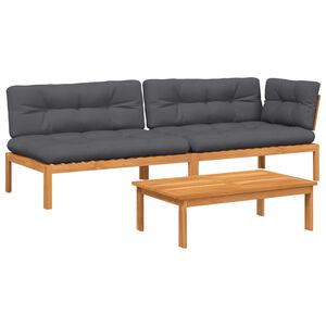 vidaXL 3 r&eacute;szes t&ouml;m&ouml;r ak&aacute;cfa kerti raklap &uuml;lőgarnit&uacute;ra p&aacute;rn&aacute;val