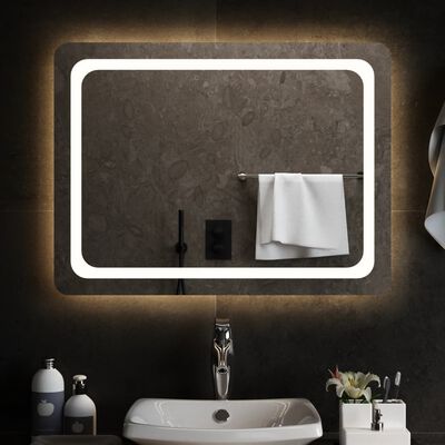 vidaXL LED-es fürdőszobatükör 80x60 cm