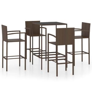 vidaXL 5 r&eacute;szes barna polyrattan kerti b&aacute;rszett