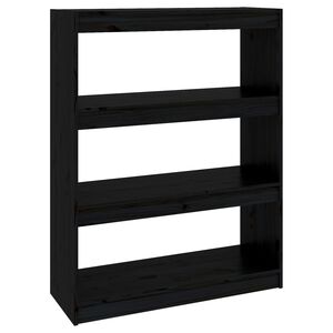 vidaXL fekete t&ouml;m&ouml;r fenyőfa k&ouml;nyvszekr&eacute;ny/t&eacute;relv&aacute;laszt&oacute; 80x30x103,5 cm