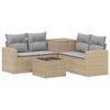 vidaXL Kanap&eacute; Szett 6 db Beige &eacute;s Vil&aacute;gossz&uuml;rke Poli rattan &eacute;s ac&eacute;l