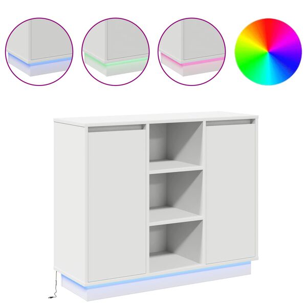 vidaXL LED t&aacute;lal&oacute; LED -es l&aacute;mp&aacute;kkal Feh&eacute;r 90 x 32 x 75 cm Faanyag