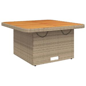 vidaXL b&eacute;zs polyrattan &eacute;s ak&aacute;cfa kerti asztal 80 x 80 x 71 cm