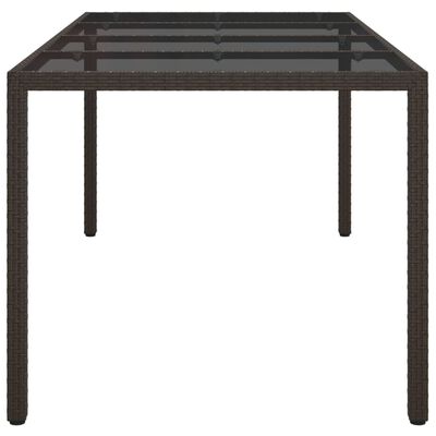 vidaXL barna polyrattan és edzett üveg kerti asztal 190 x 90 x 75 cm