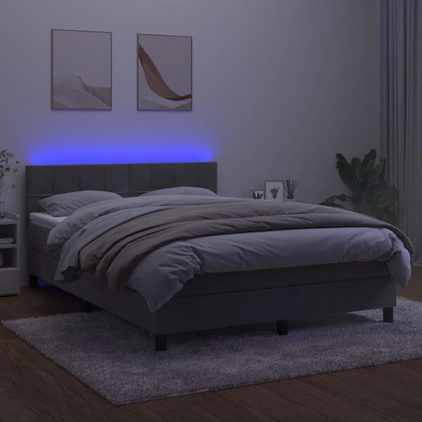 vidaXL vil&aacute;gossz&uuml;rke b&aacute;rsony rug&oacute;s &eacute;s LED-es &aacute;gy matraccal 140x190 cm