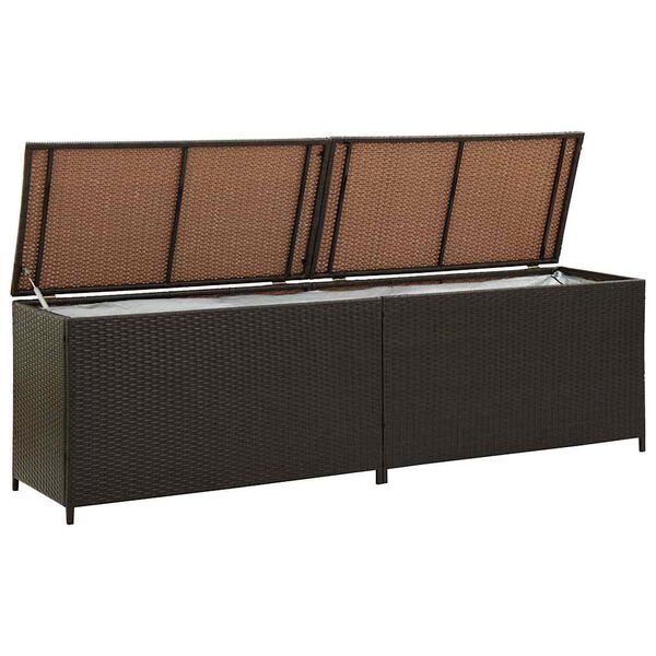 vidaXL barna polyrattan kerti tárolóláda 200 x 50 x 60 cm