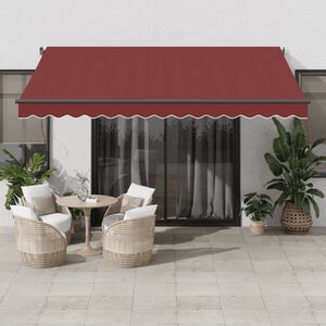 vidaXL burgundi v&ouml;r&ouml;s automata kih&uacute;zhat&oacute; LED-es napellenző 400x350 cm