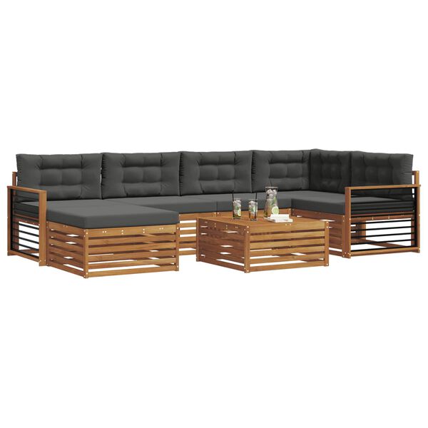 vidaXL K&uuml;lt&eacute;ri kanap&eacute; szett p&aacute;rn&aacute;val 7 pcs Term&eacute;szetes &eacute;s antracit