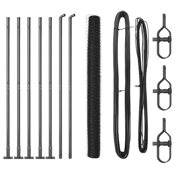 vidaXL Ker&iacute;t&eacute;soszlop Sz&uuml;rke 10 x 1,4 m (36 mm r&aacute;cs) Ac&eacute;l &eacute;s PVC