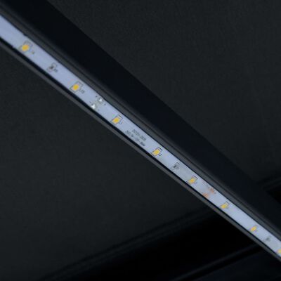 vidaXL antracitszürke kézzel kihúzható LED-es napellenző 350 x 250 cm