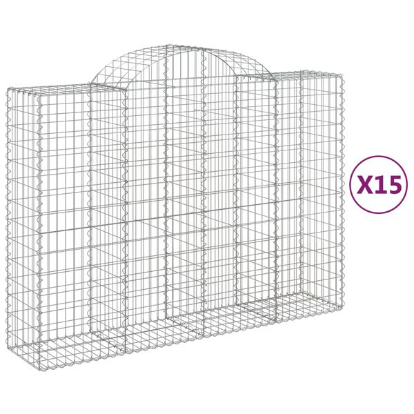 vidaXL 15 db &iacute;ves horganyzott vas gabion kos&aacute;r 200x50x140/160 cm