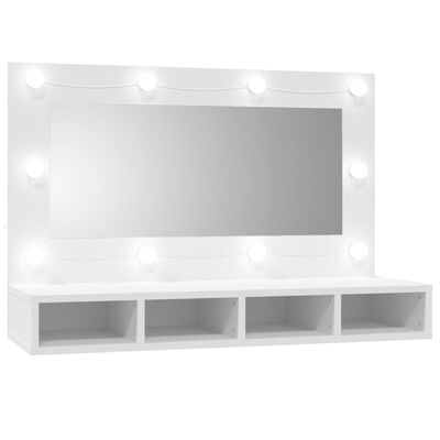vidaXL fehér tükrös szekrény LED-ekkel 90 x 31,5 x 62 cm