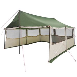 vidaXL Csal&aacute;di S&aacute;tor Z&ouml;ld 450 x 400 x 265 cm Poli&eacute;szter &eacute;s ac&eacute;l