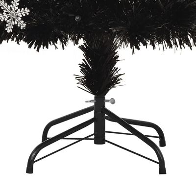 vidaXL fekete száloptikás karácsonyfa LED-es hópelyhekkel 240 cm