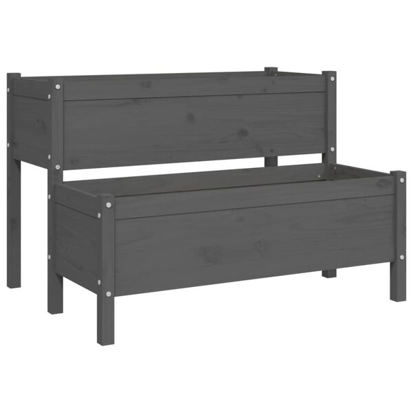 vidaXL szürke tömör fenyő növénytartó 110x84x75 cm