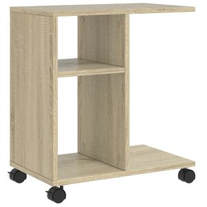 vidaXL sonoma t&ouml;lgy sz&iacute;nű szerelt fa kisasztal kerekekkel 50x35x55 cm