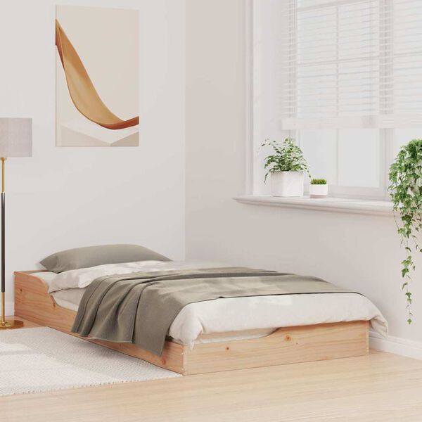 vidaXL &Aacute;gykeret Barna 90 x 190 cm T&ouml;m&ouml;r fenyőfa