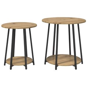 vidaXL Kisasztal k&eacute;szlet 2 db Artisan t&ouml;lgy &eacute;s fekete 50 x 50 x 51 cm
