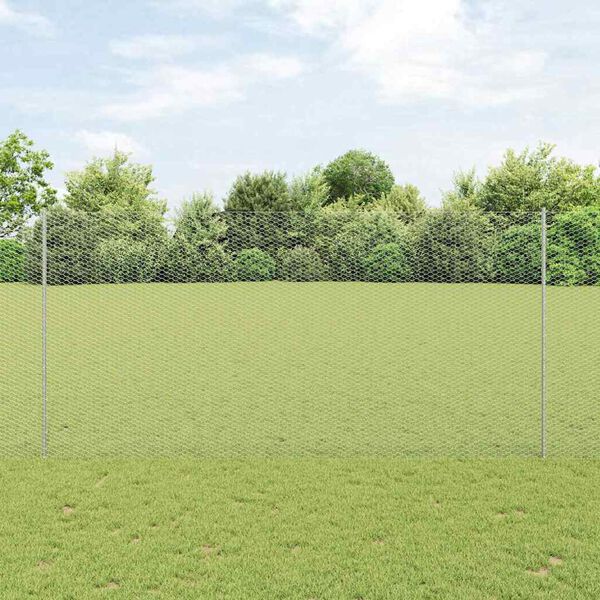 vidaXL Ker&iacute;t&eacute;s oszlopokkal Ez&uuml;st 1,6 x 25 m Ac&eacute;l