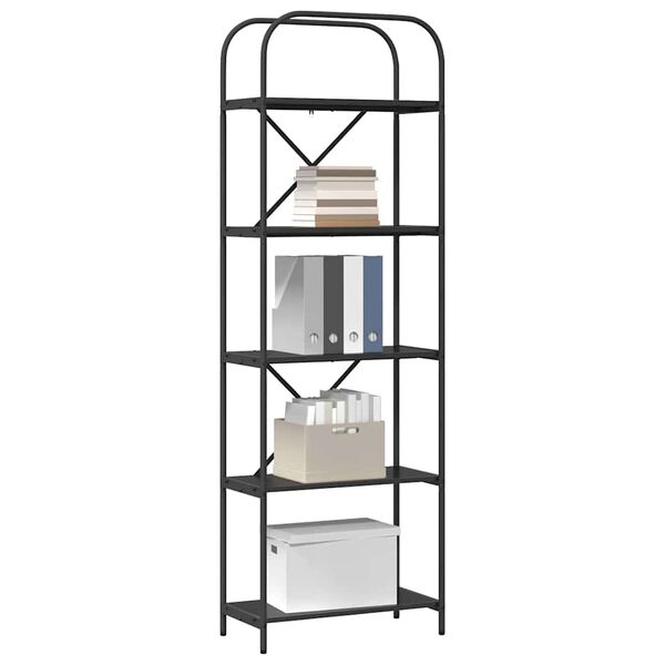 vidaXL K&ouml;nyvespolc Fekete t&ouml;lgy 60 x 30 x 183 cm Faanyag