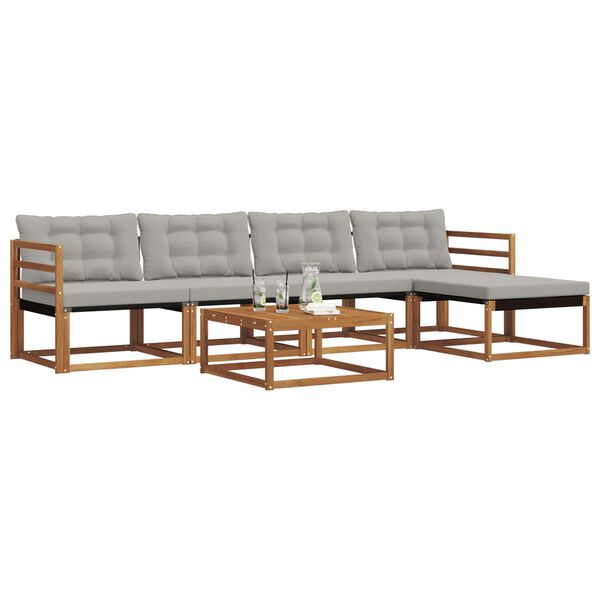 vidaXL K&uuml;lt&eacute;ri kanap&eacute; szett 6 pcs Term&eacute;szetes &eacute;s Vil&aacute;gossz&uuml;rke