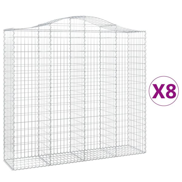 vidaXL 8 db íves horganyzott vas gabion kosár 200x50x180/200 cm